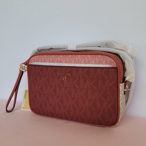 MICHAEL KORS Signature Logo Jet Set Charm Large East West Crossbody-Cinnamon⭐ - Picture 4 of 16